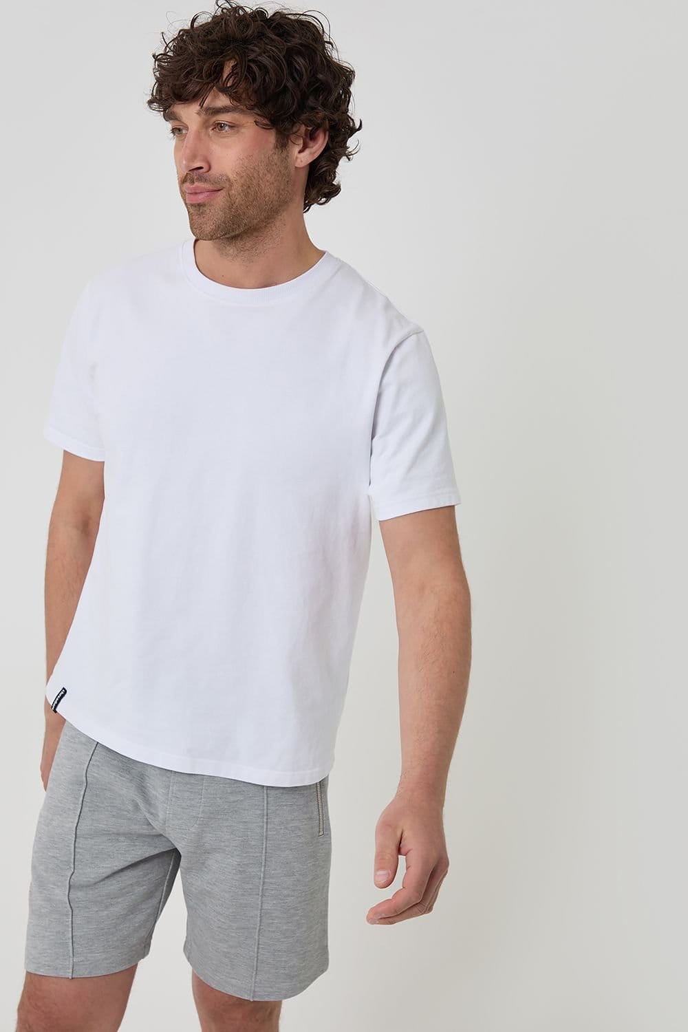 Threadbare Threadbare Men's Pique Pleated Sweat Shorts in Light Grey - 4