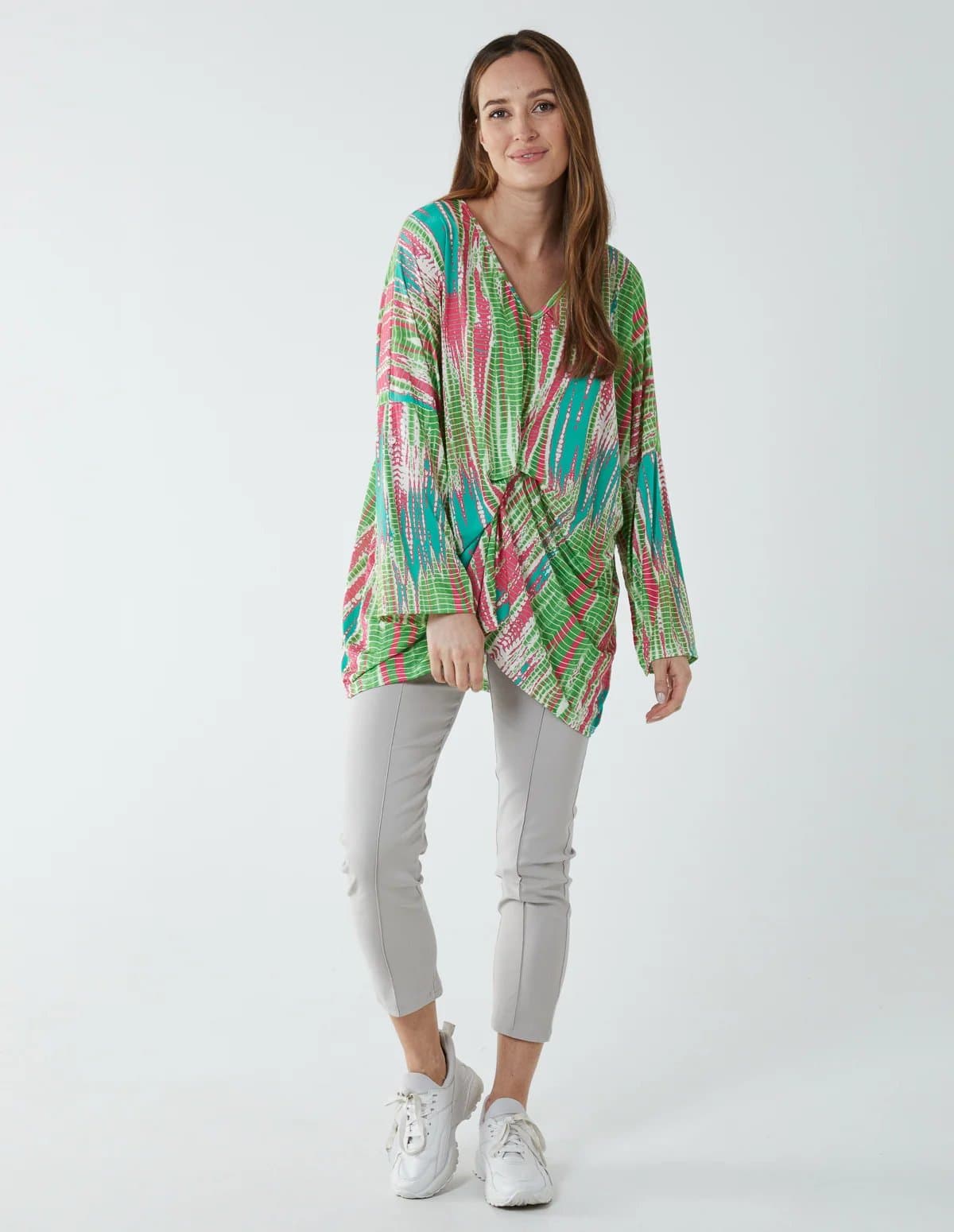 Blue Vanilla Twist Front Abstract Long Sleeve Top