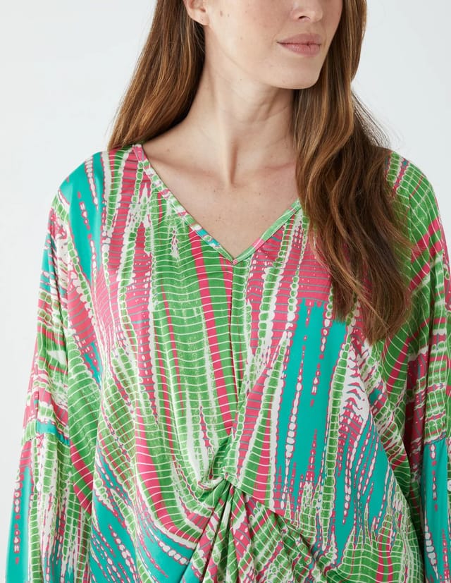 Blue Vanilla Twist Front Abstract Long Sleeve Top - 2
