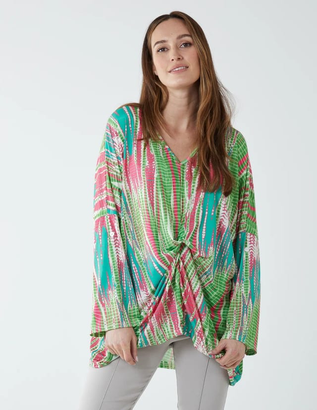 Blue Vanilla Twist Front Abstract Long Sleeve Top - 3