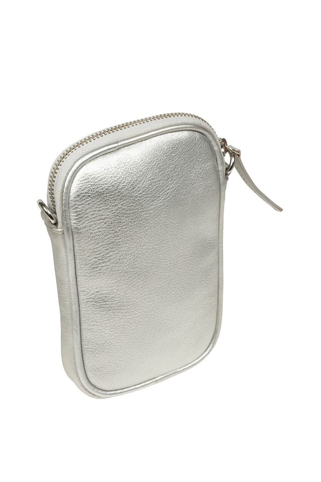 Pure Luxuries London Pure Luxuries London Women's 'Cosima' Leather Cross Body Phone Bag in Silver - 2