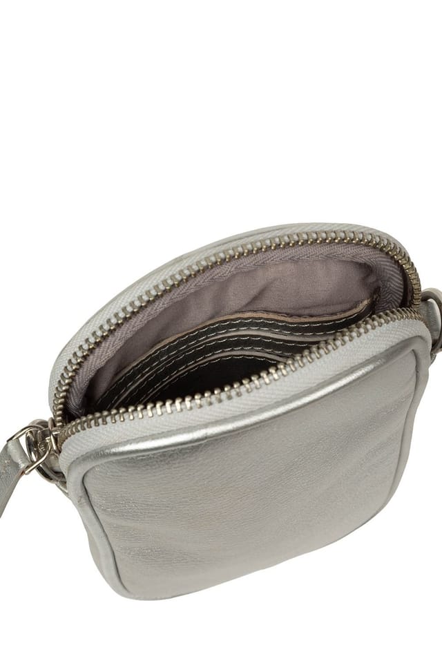 Pure Luxuries London Pure Luxuries London Women's 'Cosima' Leather Cross Body Phone Bag in Silver - 3