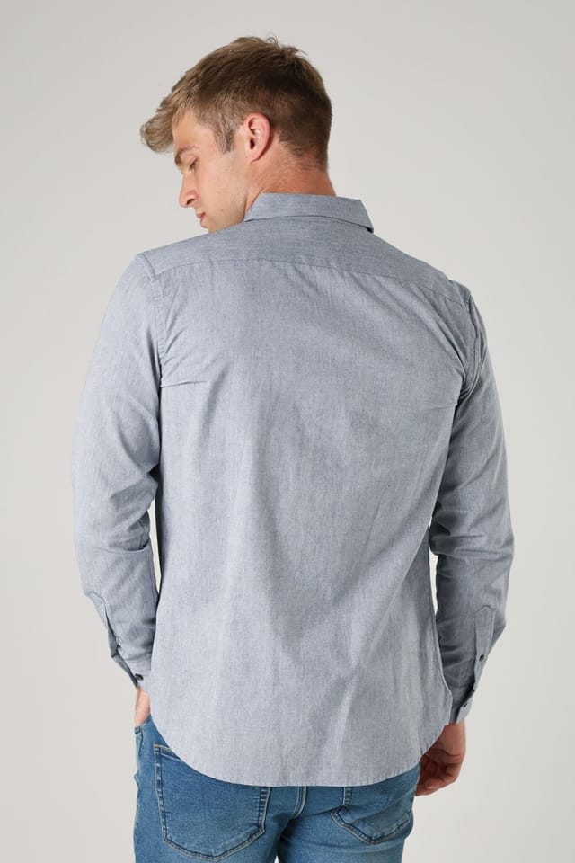 French Connection French Connection Men's Cotton Long Sleeve Oxford Shirt in Bright Blue - 2