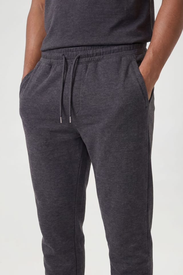 CICAY CICAY Men's Rib Hem Drawstring Joggers - Cotton Blend Tapered Fit in Charcoal - 2