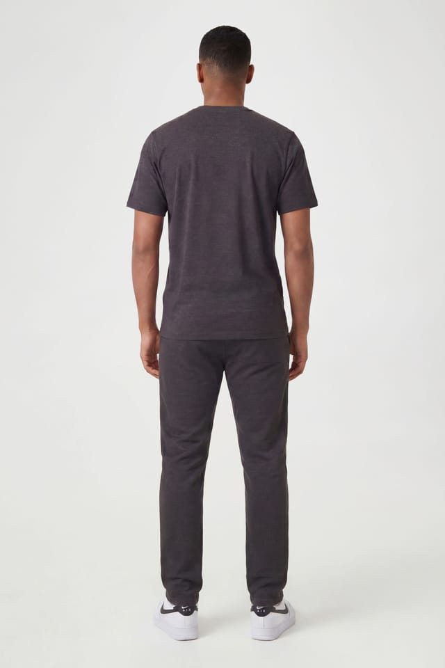 CICAY CICAY Men's Rib Hem Drawstring Joggers - Cotton Blend Tapered Fit in Charcoal - 3