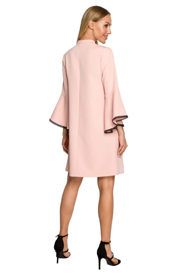 Love Lace Love Lace Women's A Line Ruffle Sleeve Day Dress with Ribbon in Pink - 2
