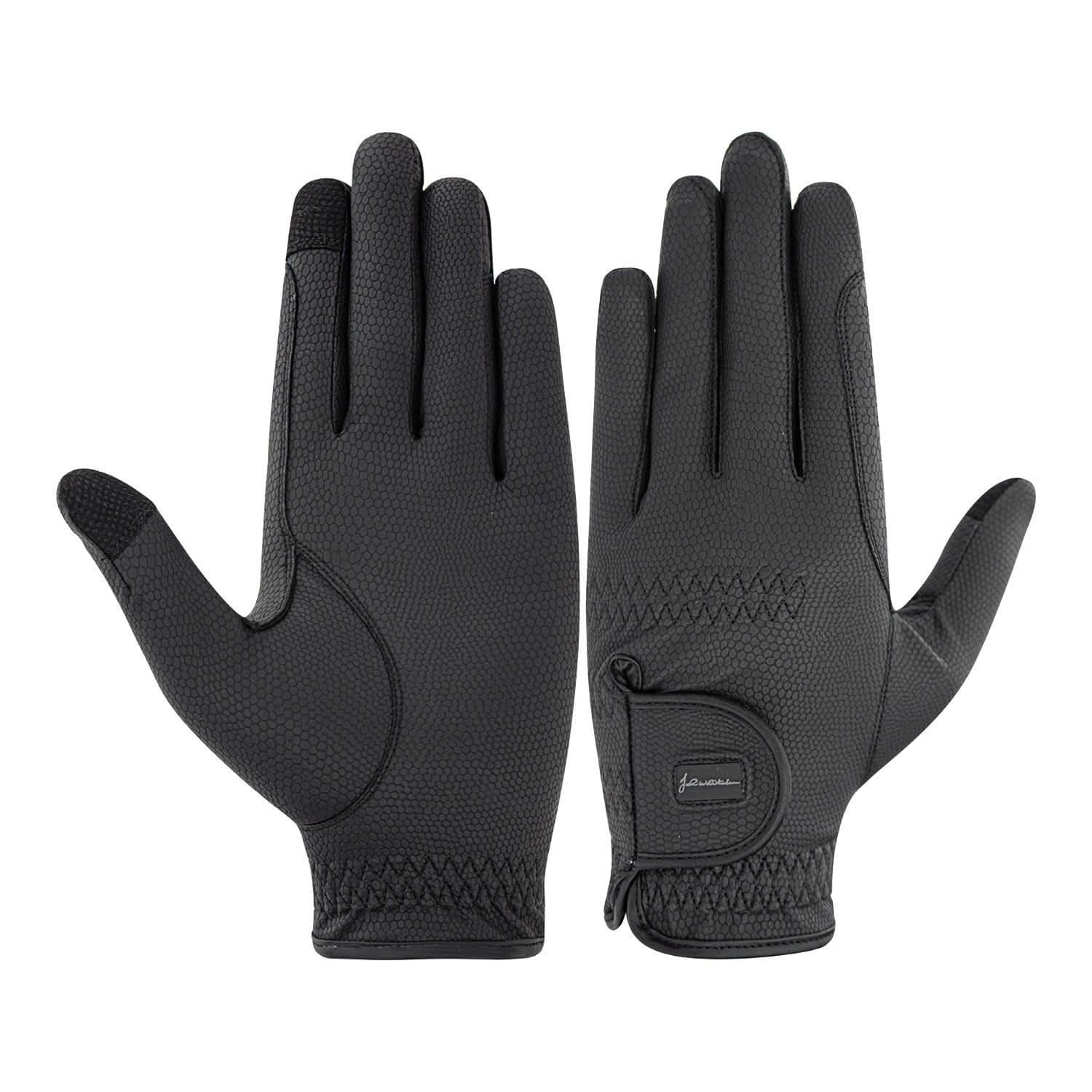 Whitaker Whitaker Men's Black Synthetic Leather Riding Gloves