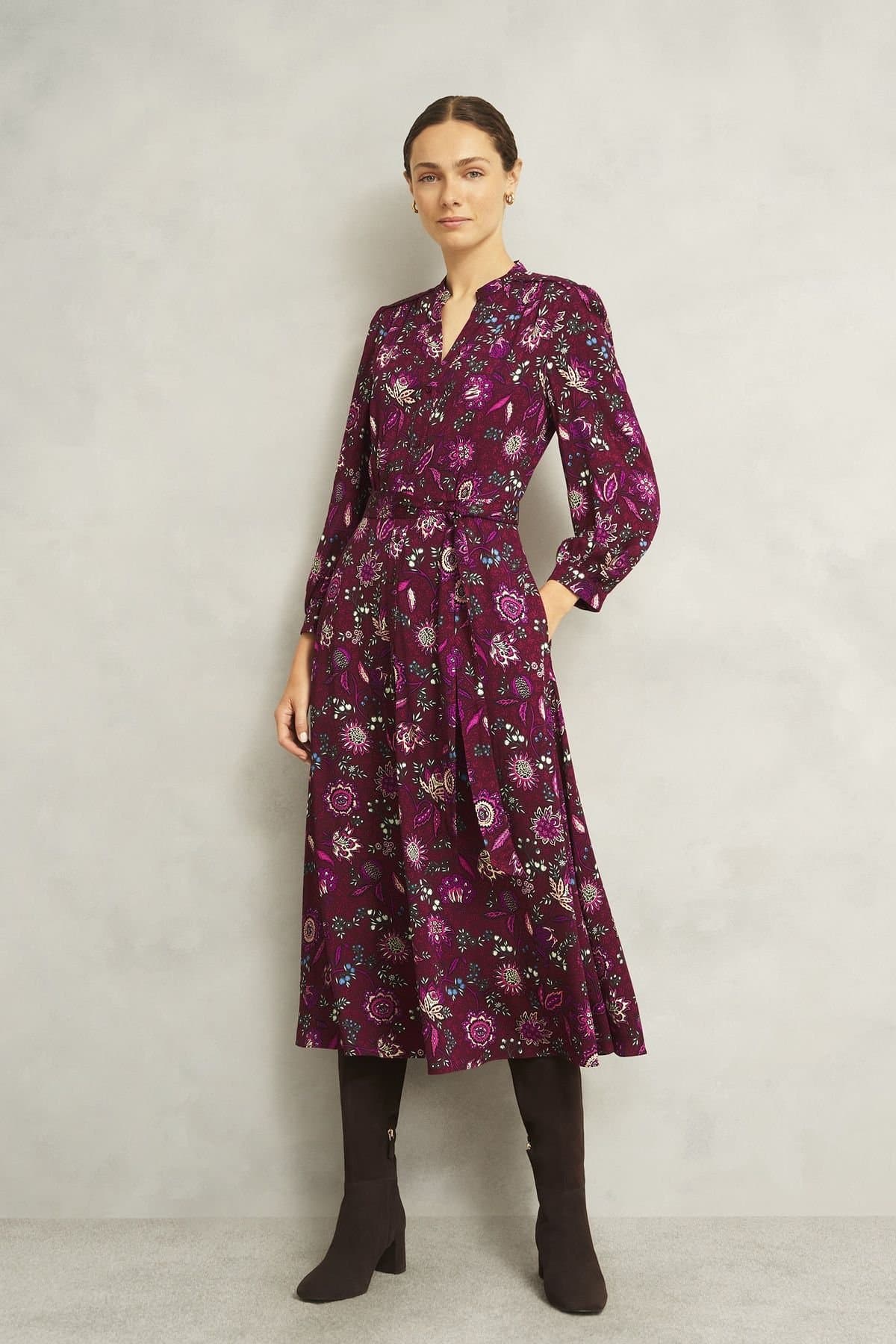 Hobbs London Hobbs London Women's Sofia Floral Midi Dress in Wine