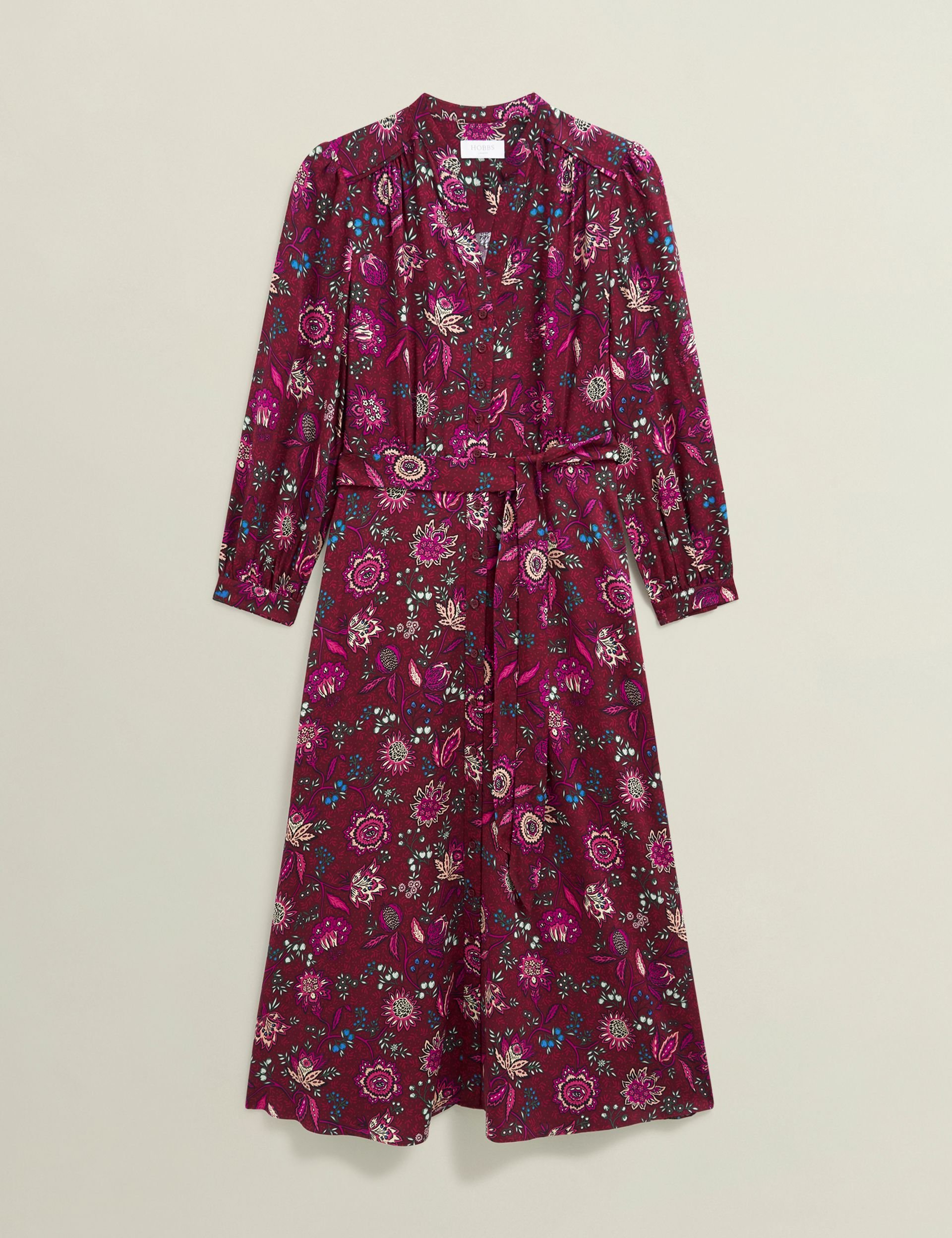 Hobbs London Hobbs London Women's Sofia Floral Midi Dress in Wine - 2