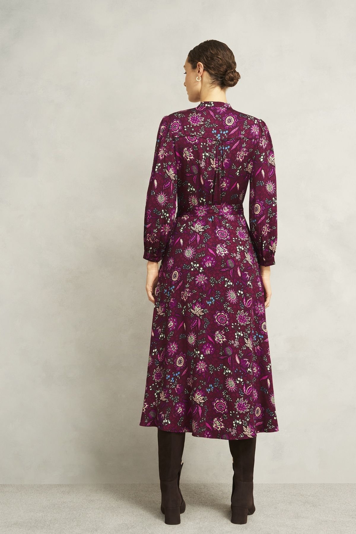 Hobbs London Hobbs London Women's Sofia Floral Midi Dress in Wine - 4