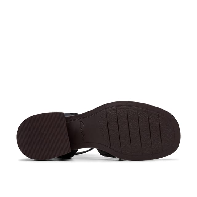 Clarks Clarks Women's Morwyn Strap Black Leather Heeled Sandals - 3