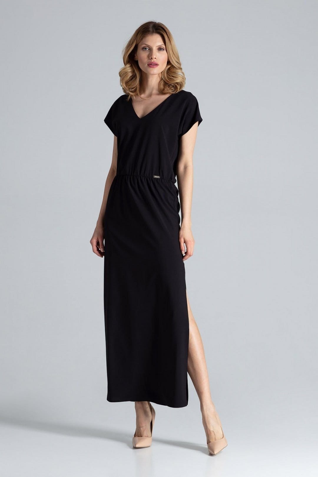 Love Lace Love Lace Women's V Neck Long Airy Dress with Elastic Waist in Black - 4