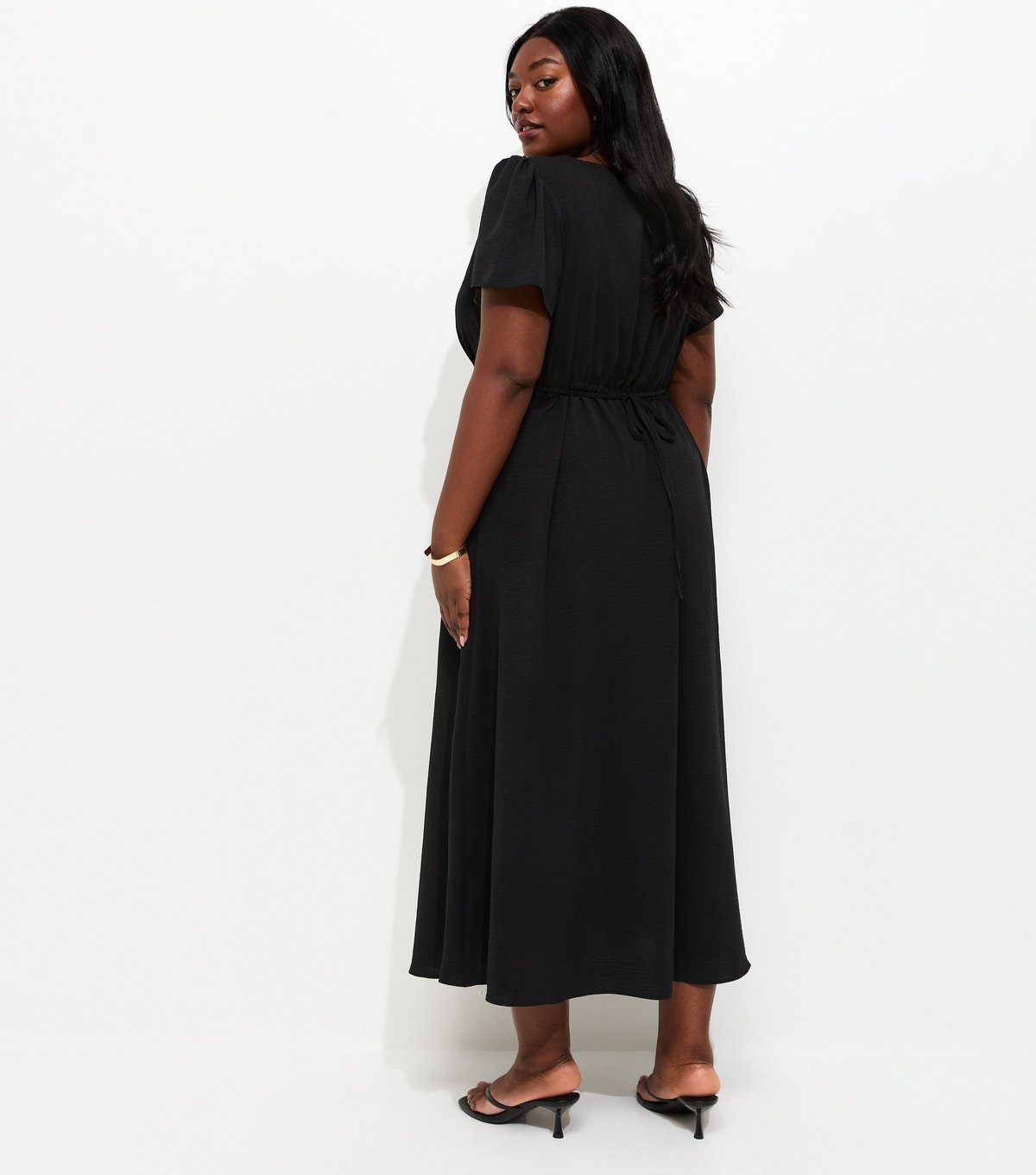 New Look Women's Plus Size Black Lace Trim Midi Tea Dress Curves New Look - 4