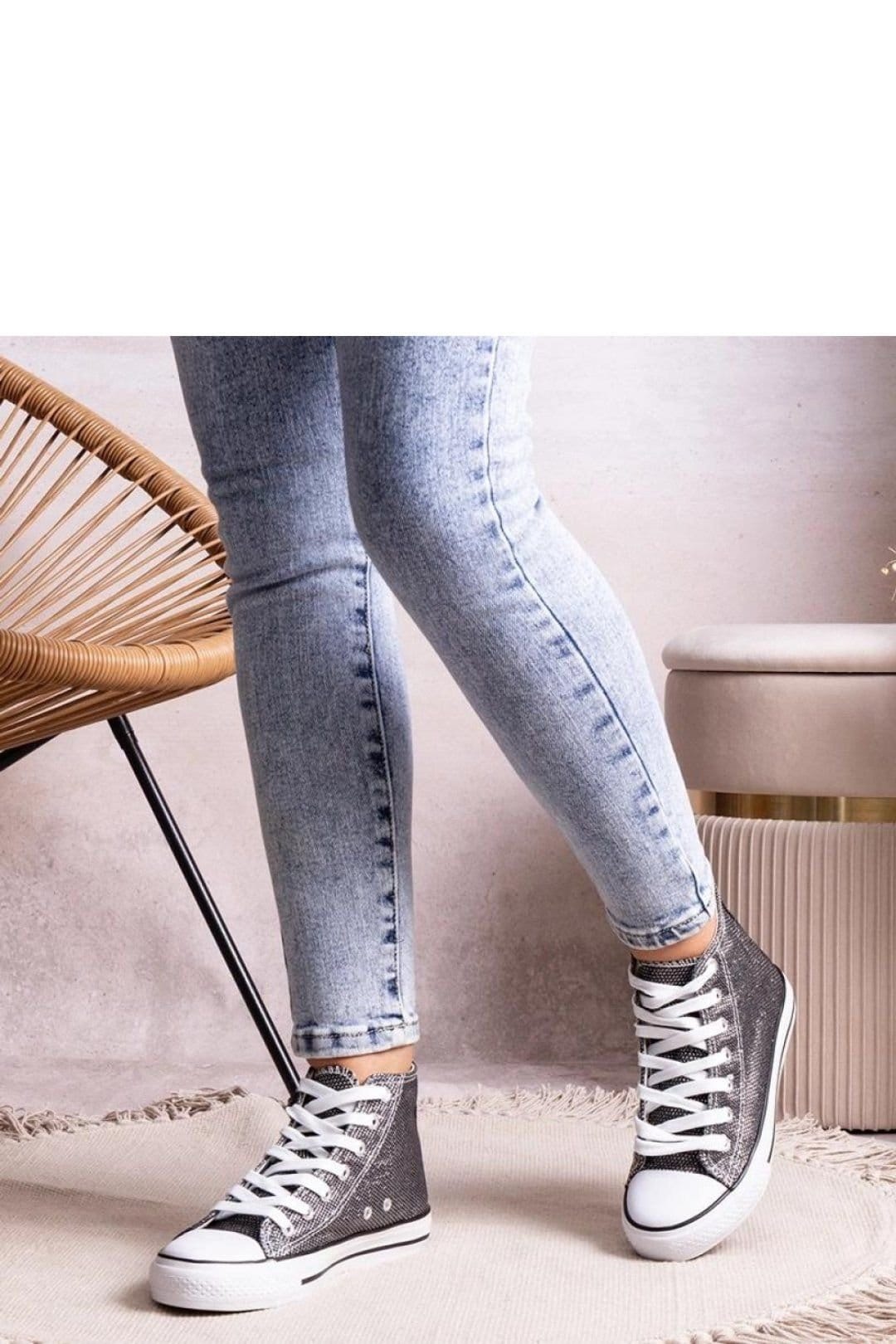 Love Lace Love Lace Women's Shiny Mesh High Top Lace Up Sneakers with Beige Rubber Sole in Black - 4