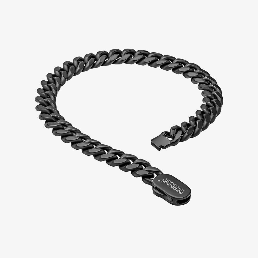Fred Bennett Fred Bennett Men's Black Stainless Steel Curb Chain Bracelet B5569B