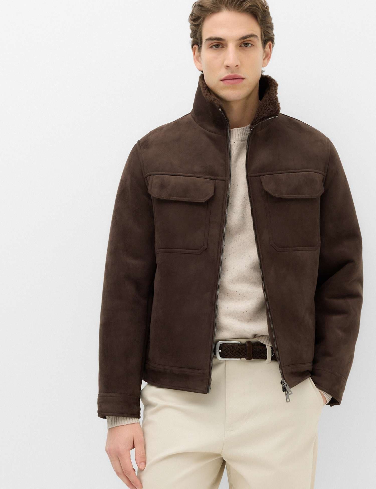 Marks & Spencer M&S Faux suede shirling jacket Bitter Chocolate