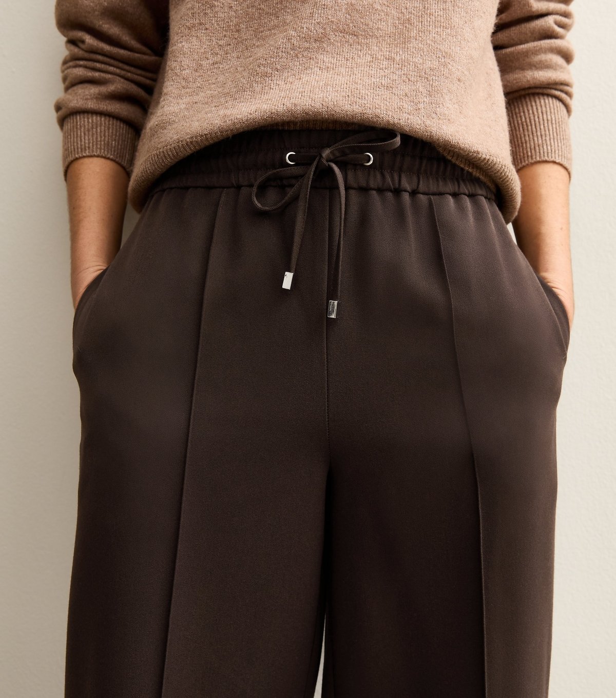 New Look Women's Dark Brown Wide Leg Drawstring Trousers New Look - 2