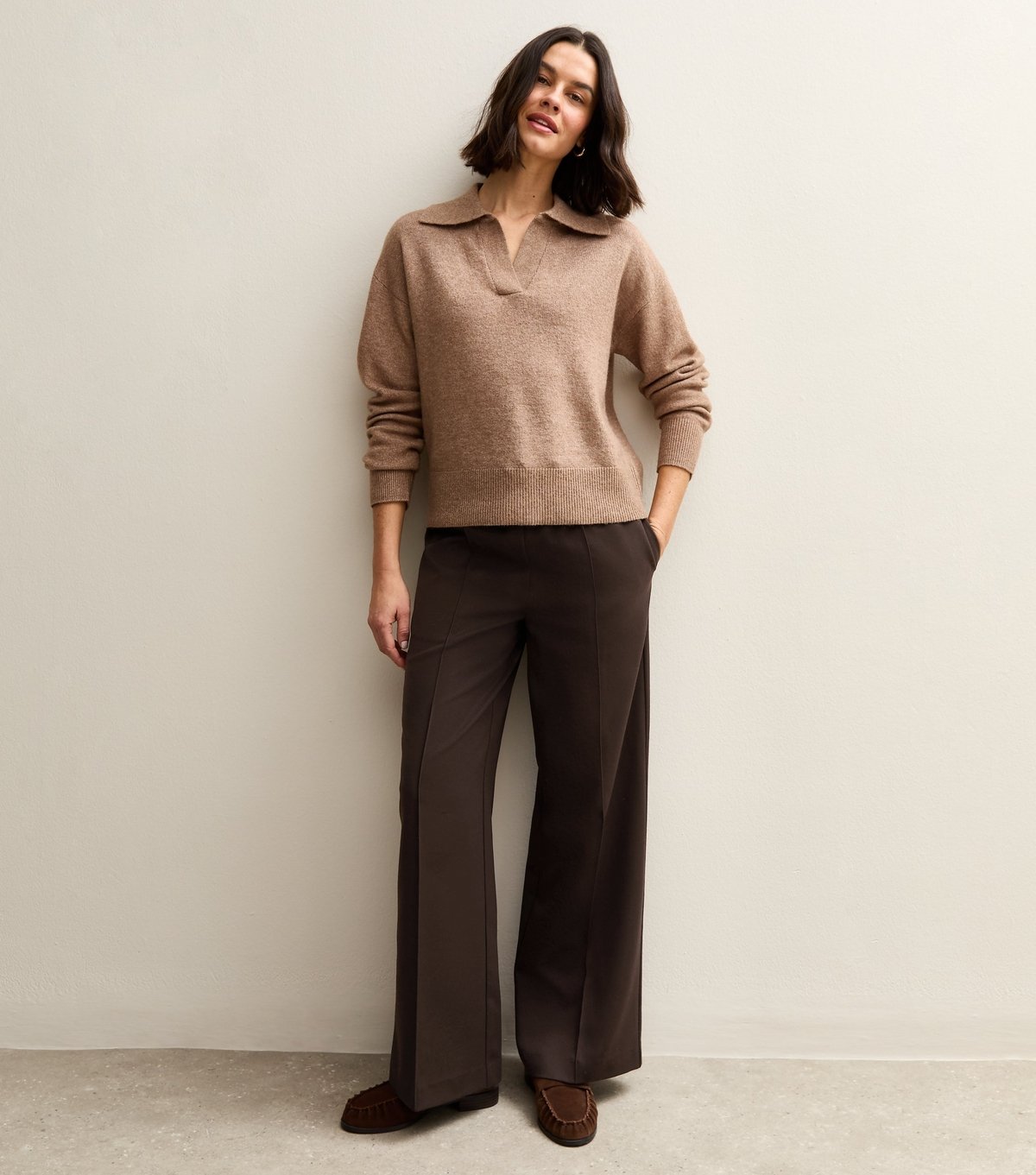 New Look Women's Dark Brown Wide Leg Drawstring Trousers New Look - 3