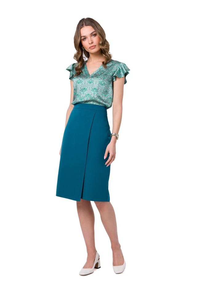 Love Lace Love Lace Women's Classic A Line Skirt with Asymmetric Double Front in Blue - 2