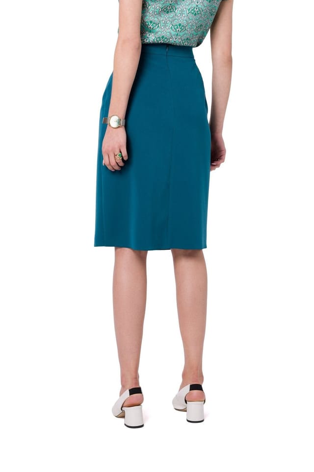 Love Lace Love Lace Women's Classic A Line Skirt with Asymmetric Double Front in Blue - 3