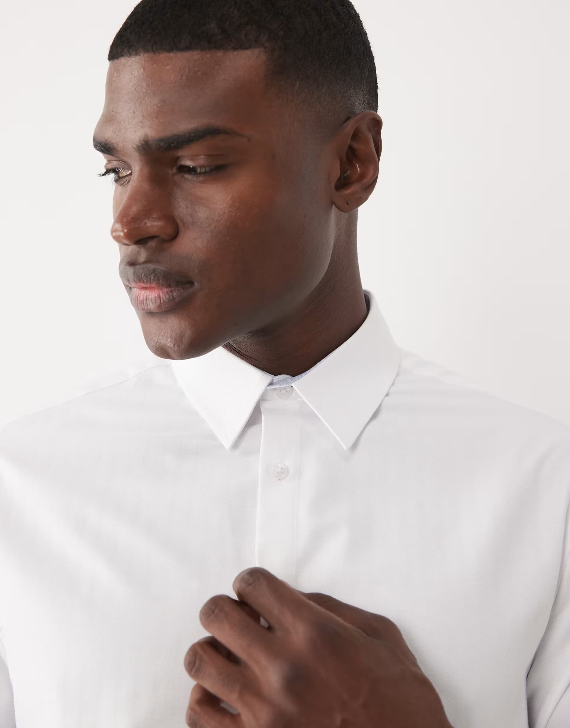 ASOS ASOS DESIGN smart slim herringbone shirt in white