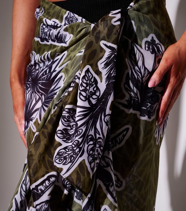 South Beach Women's Green Palm Tree Print Sarong South Beach New Look - 2