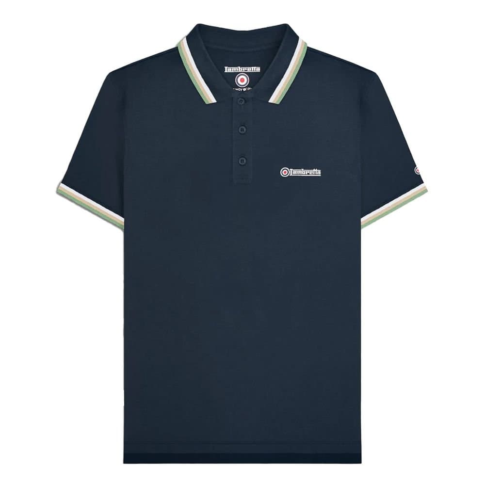 Lambretta Lambretta Men's SS25 Triple Tipped Polo Shirt in Navy