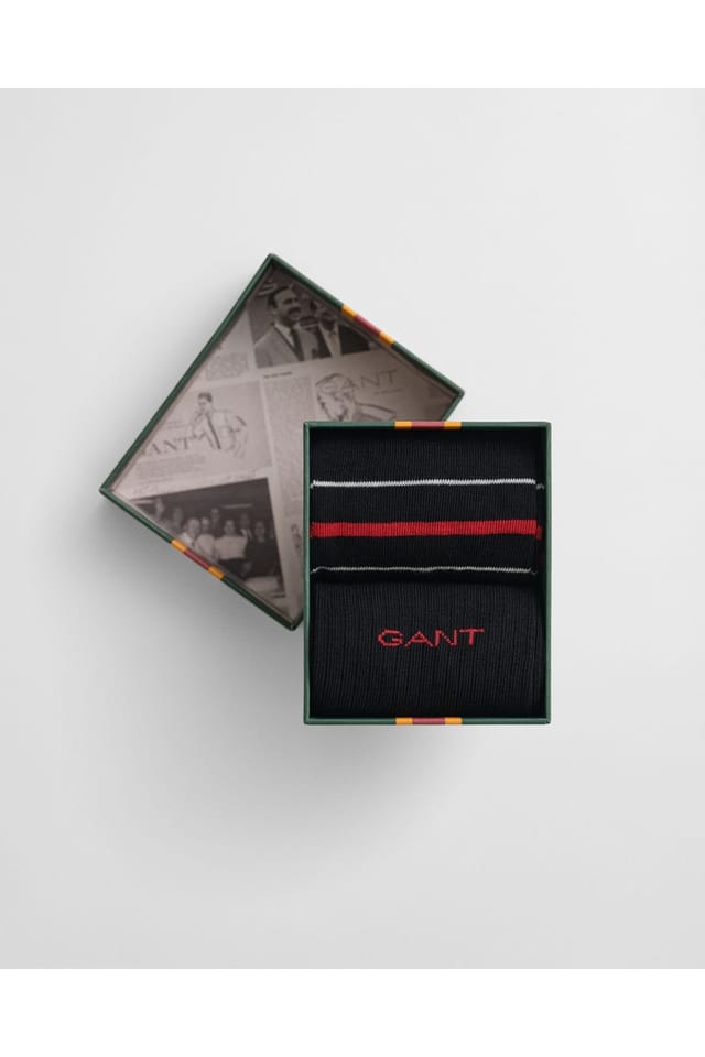 GANT Gant Men's Multi Stripe 2 Pack Socks Black - 2