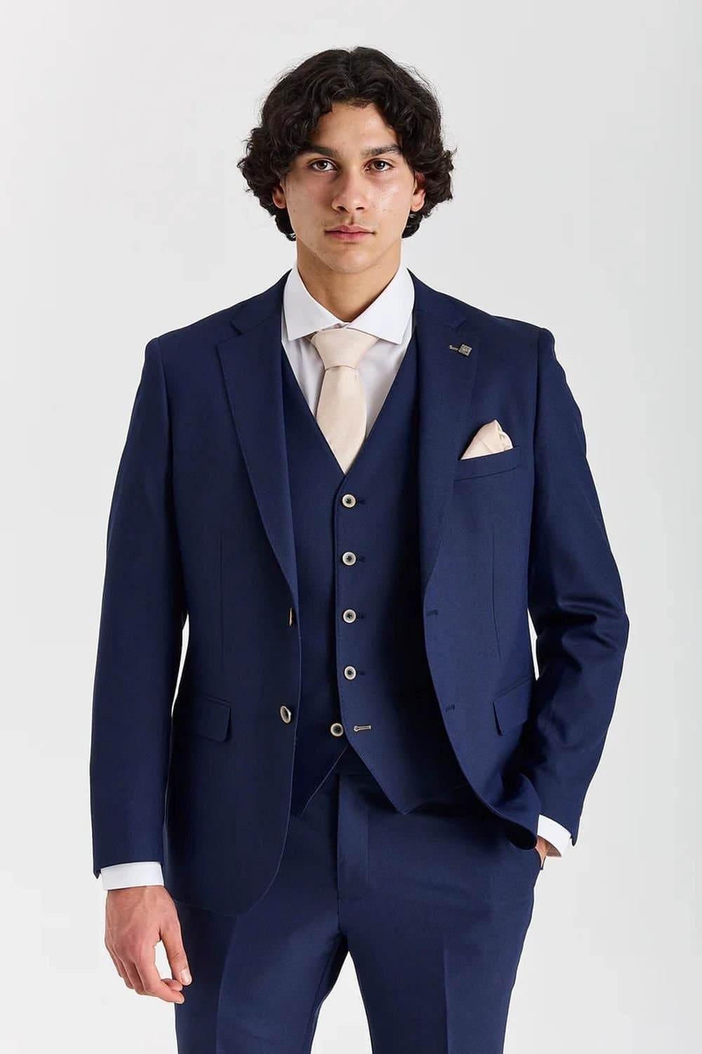 Paul Andrew Paul Andrew Men's Belmont 3 Piece Suit Classic Stitch Lapel Wedding Summer Prom in Navy