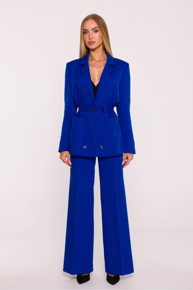Love Lace Love Lace Women's Classic Matte Suit Wide Leg Trousers Style 216611 in Blue - 2