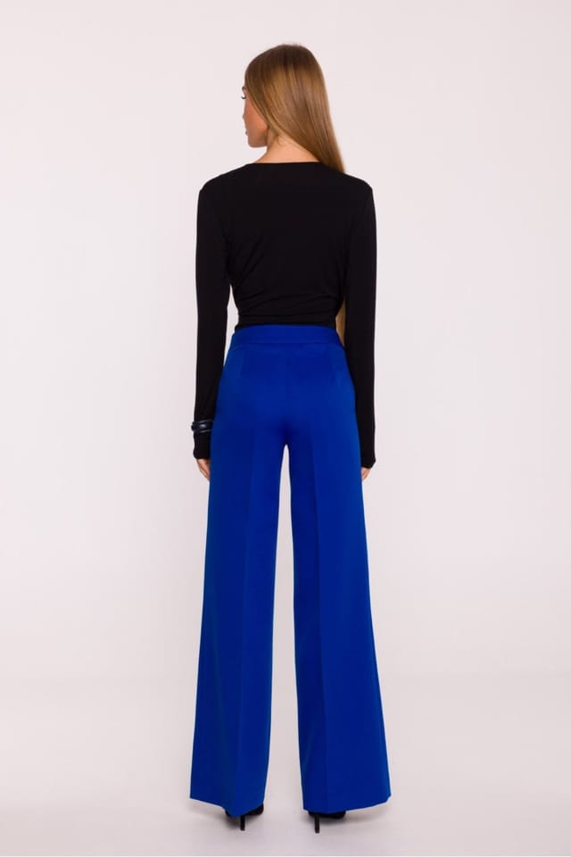 Love Lace Love Lace Women's Classic Matte Suit Wide Leg Trousers Style 216611 in Blue - 3
