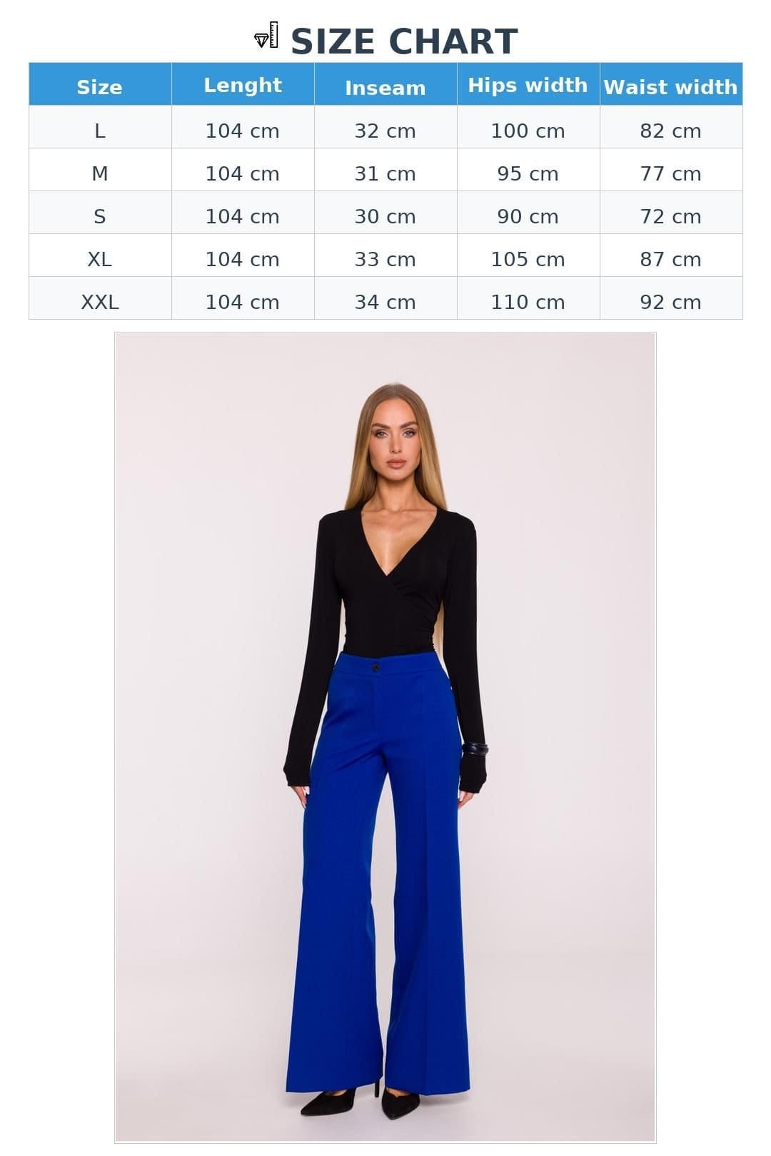 Love Lace Love Lace Women's Classic Matte Suit Wide Leg Trousers Style 216611 in Blue - 4
