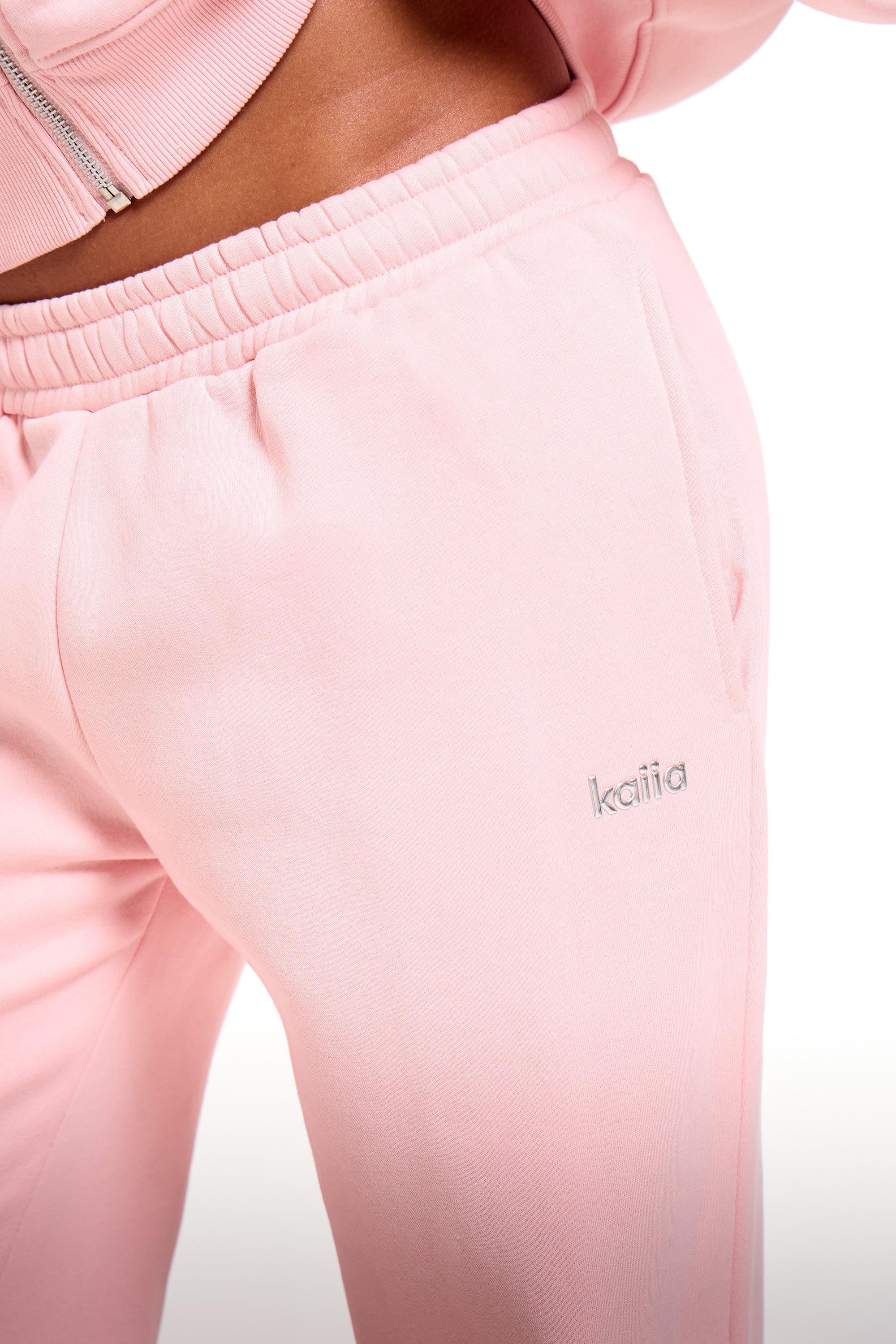 Kaiia Kaiia Chrome Logo Wide Leg Joggers Sugar Pink - 2