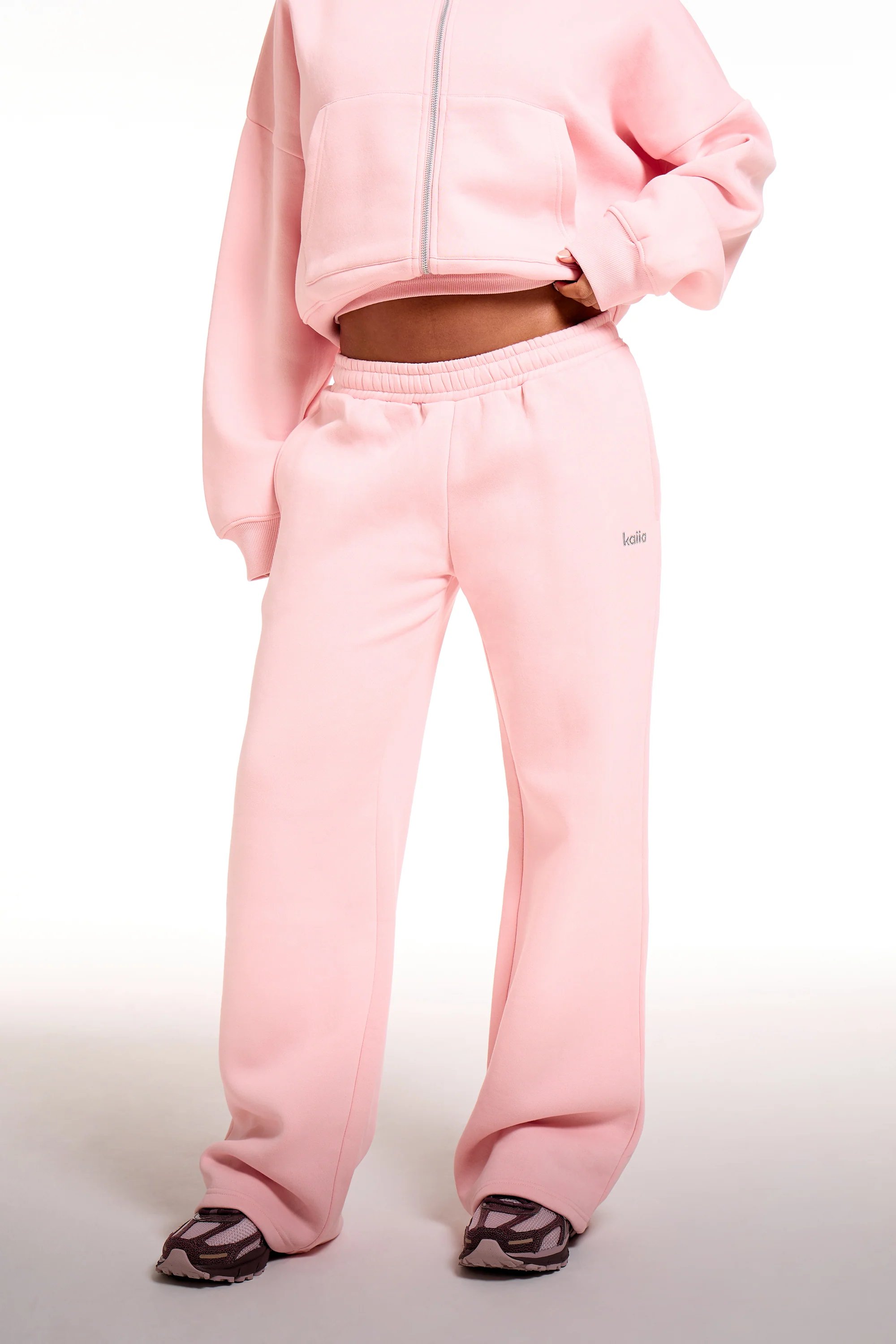 Kaiia Kaiia Chrome Logo Wide Leg Joggers Sugar Pink - 3