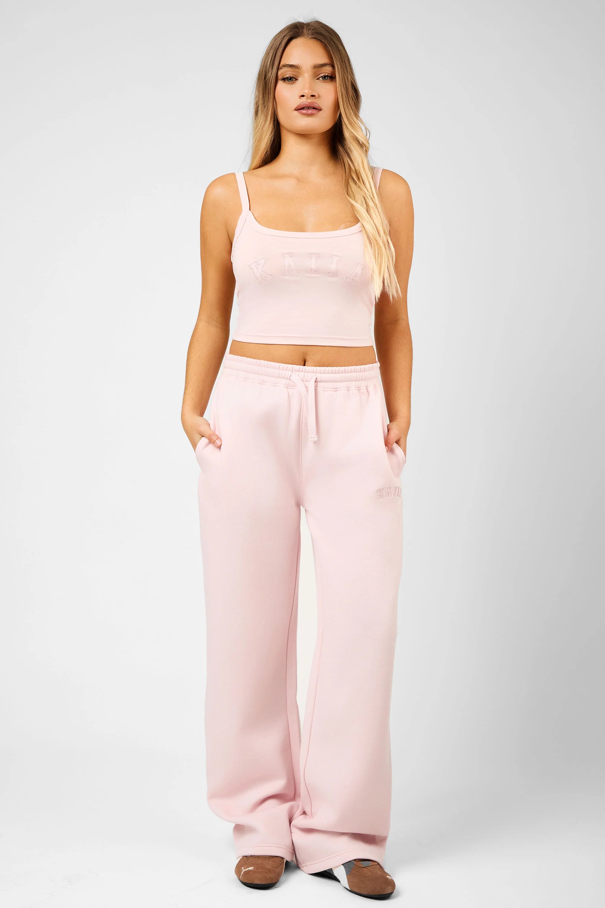 Kaiia Kaiia Slogan Vest Top Dusty Pink - 4