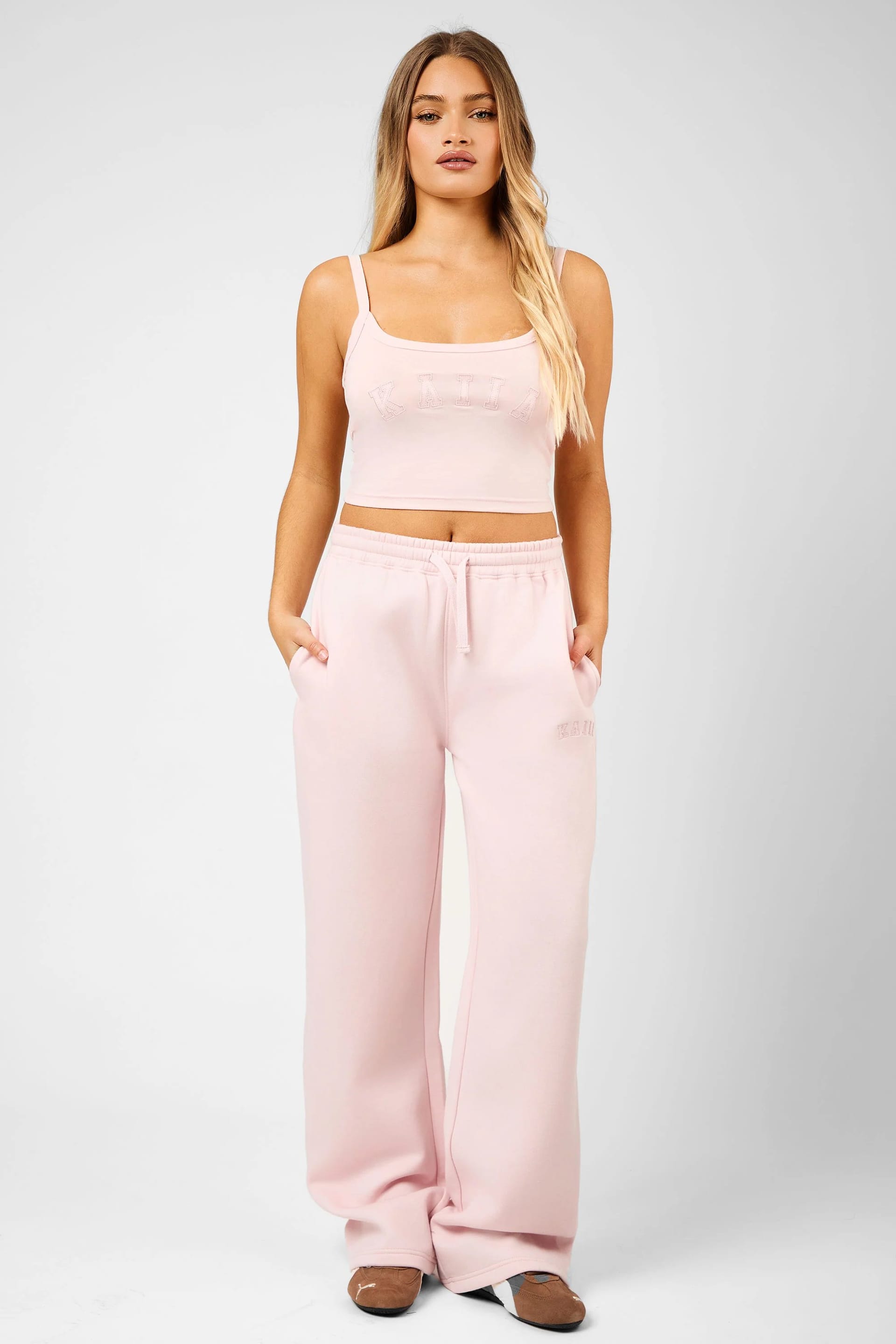 Kaiia Kaiia Slogan Vest Top Dusty Pink - 4