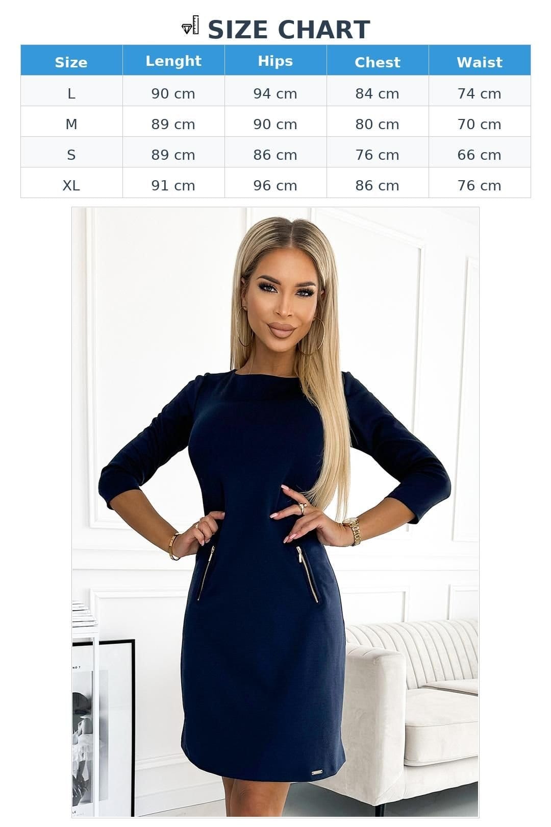 Love Lace Love Lace Women's Classic Trapeze Dress with Gold Zippers in Blue - 4