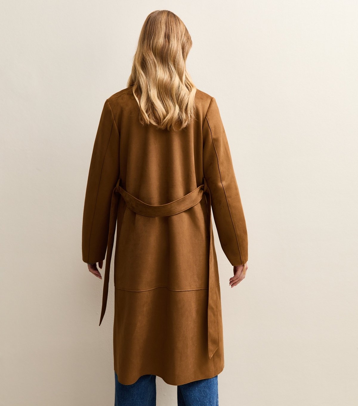 New Look Women's Tan Faux Suede Belted Duster Coat New Look - 4