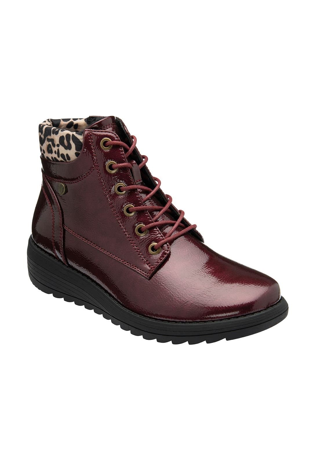 Lotus Lotus Women's 'Abelia' Patent Zip-Up Ankle Boots in Burgundy