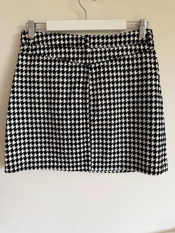 Topshop Topshop Houndstooth Zip Front Mini Skirt UK 12 BNWT