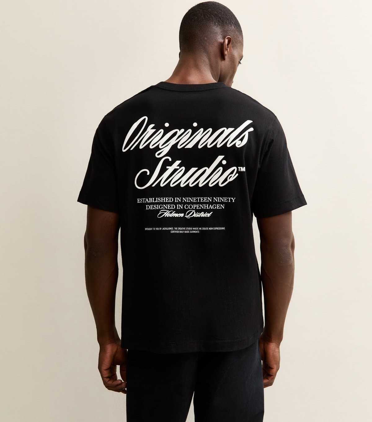 jack & jones Men's Black Relaxed Originals Studio Logo T-Shirt Jack & Jones New Look