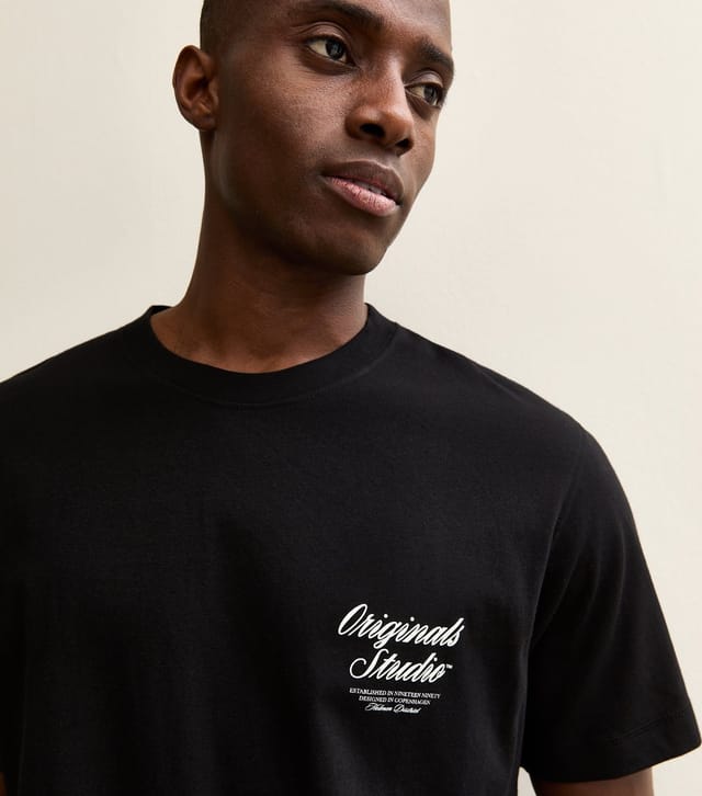 jack & jones Men's Black Relaxed Originals Studio Logo T-Shirt Jack & Jones New Look - 2