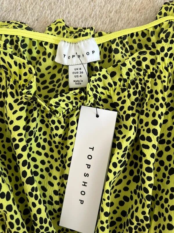 Topshop Topshop Green and black spotty ruched vest top