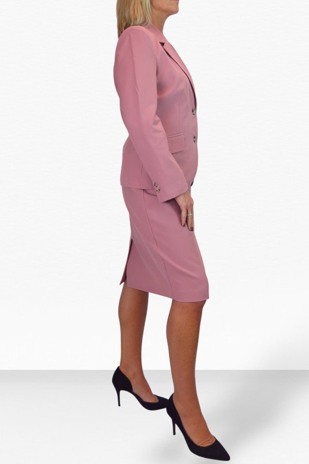 Paulo Due Paulo Due Women's 2 Piece Tailored Skirt Suit in Pink - 3