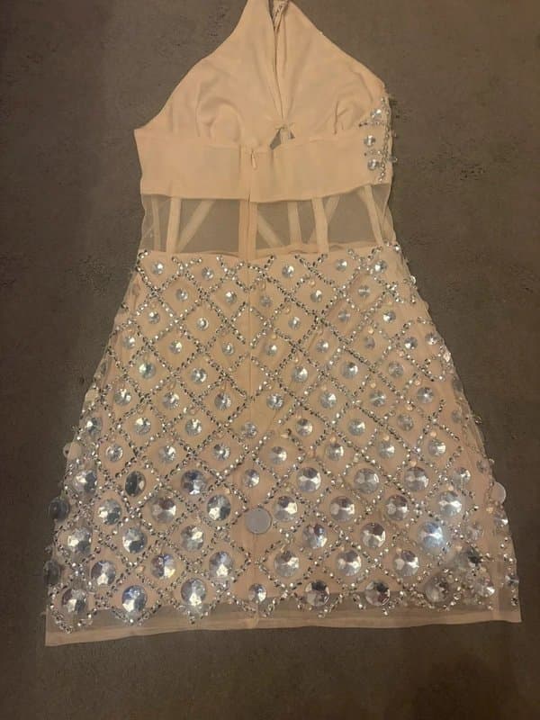 ASOS Asos luxe embellished front halterneck mini dress