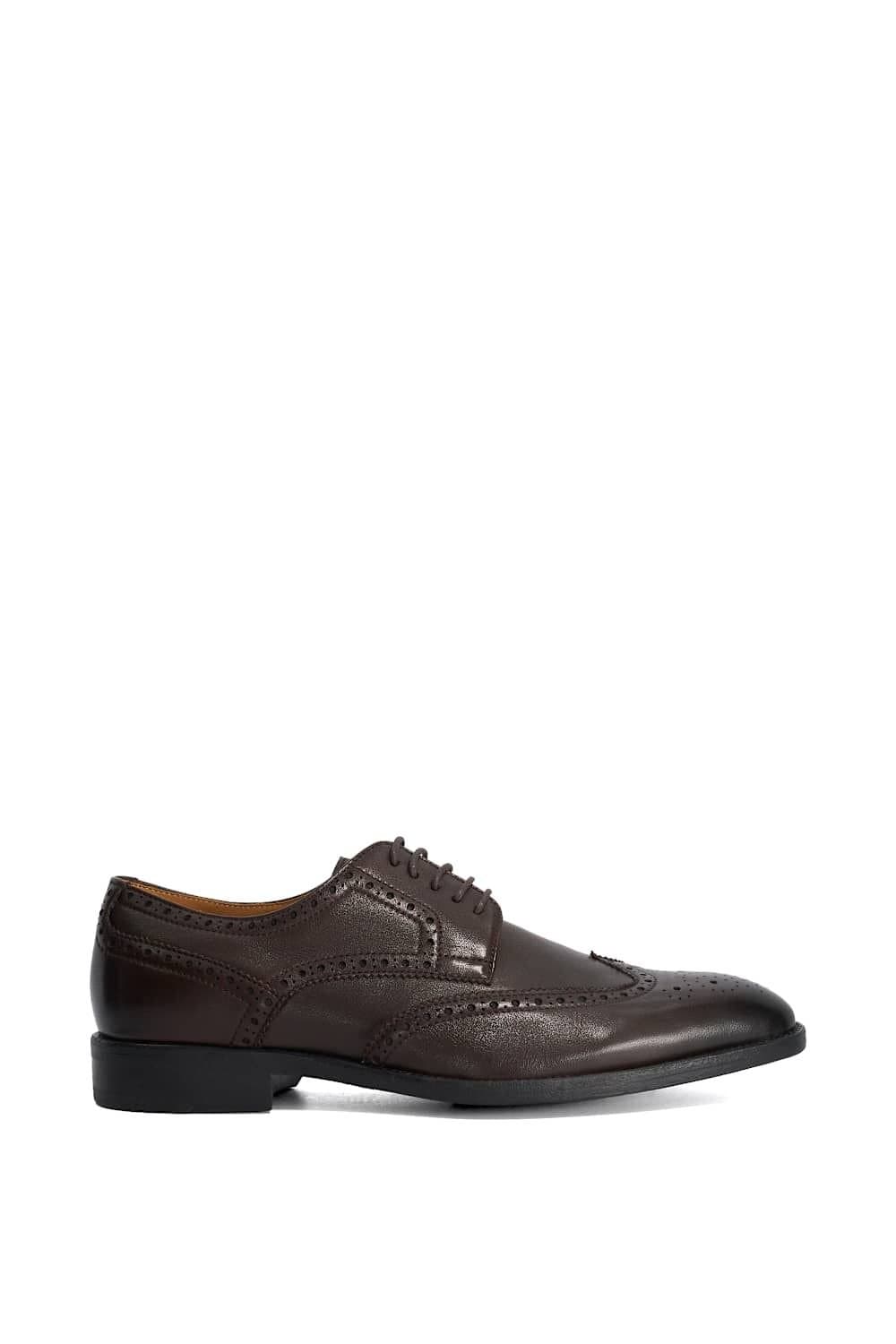 Dune London Dune London Men's Wide Fit 'Sunni' Leather Derbies in Brown
