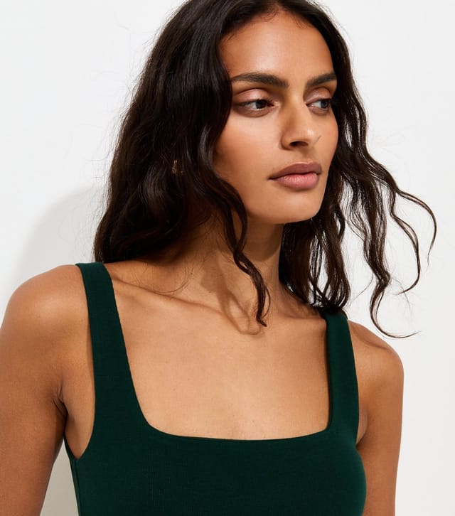 New Look Women's Premium Dark Green Square Neck Top New Look - 2
