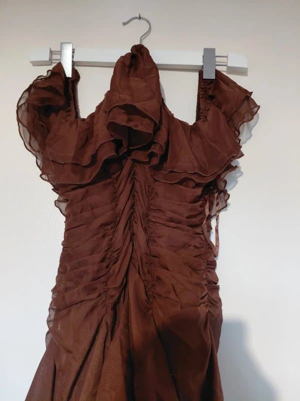 ASOS Asos Luxe halter neck chiffon playsuit with ruffle detail  size 6