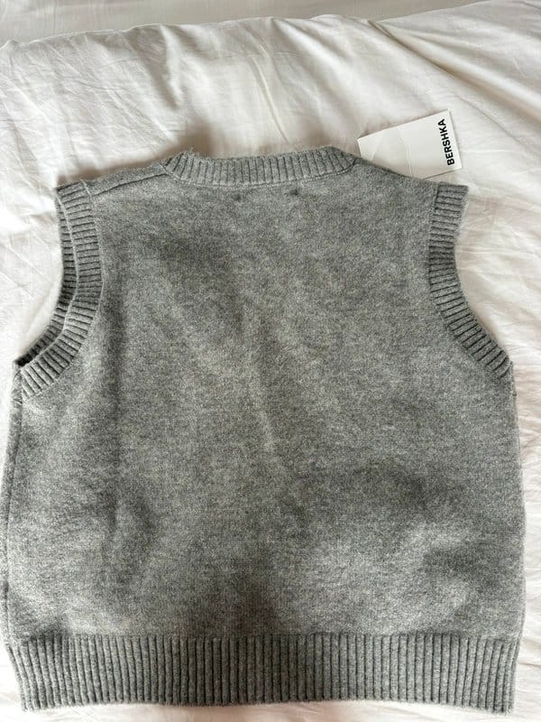 Bershka Grey Knit V-Neck Waistcoat