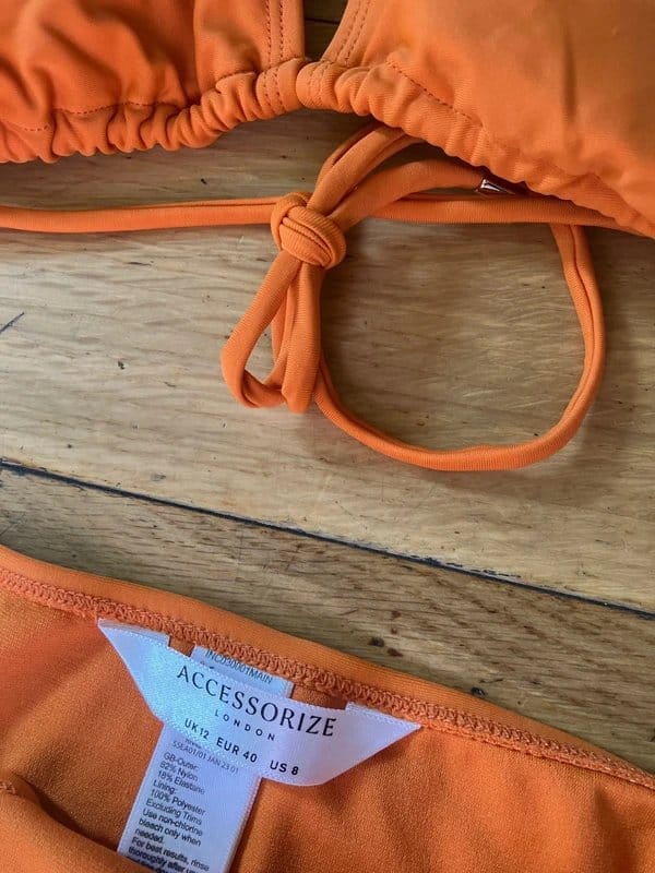 Accessorize Orange white embroidered accessorize monsoon bikini briefs two piece beach set Coord 12 14 - 1